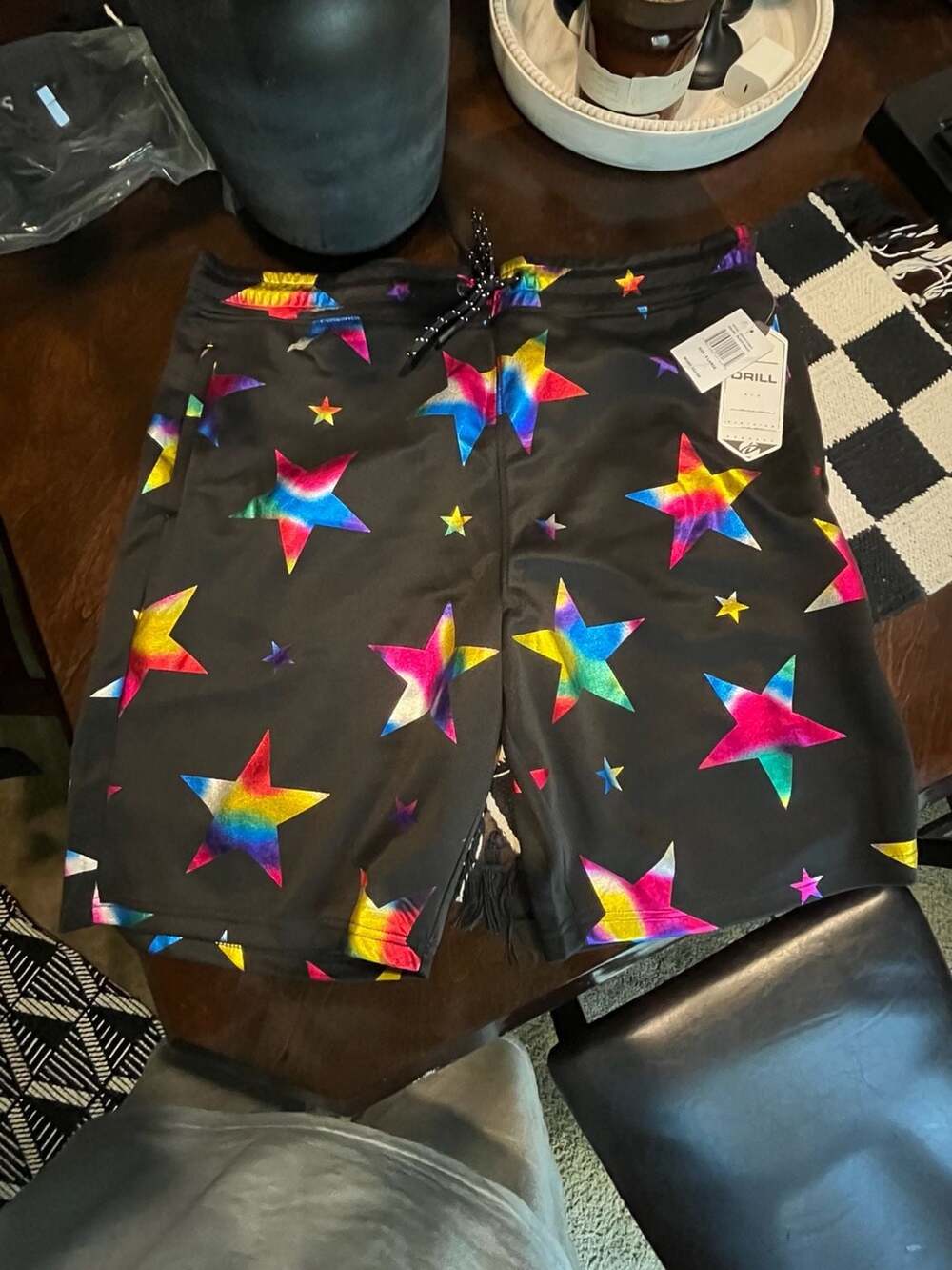 Drill Clothing Company Men's Rainbow Star Print Athletic Shorts